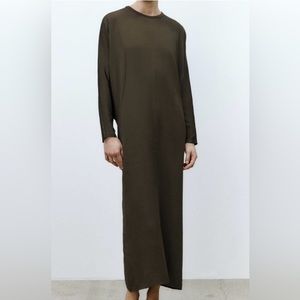 Zara women khaki midi dress